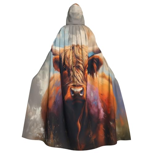 JKXUN Highland Cow Unisex Cosplay Kostüm Halloween Kapuzenumhang Umhang für Party Verkleiden voller Länge Uniform Robe von JKXUN