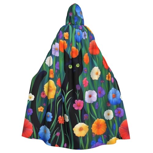 JKXUN Katzen-Blumen-Verzierung, Unisex, Cosplay-Kostüm, Halloween, Kapuzenumhang für Party, Verkleidung, durchgehender Uniform-Bademantel von JKXUN
