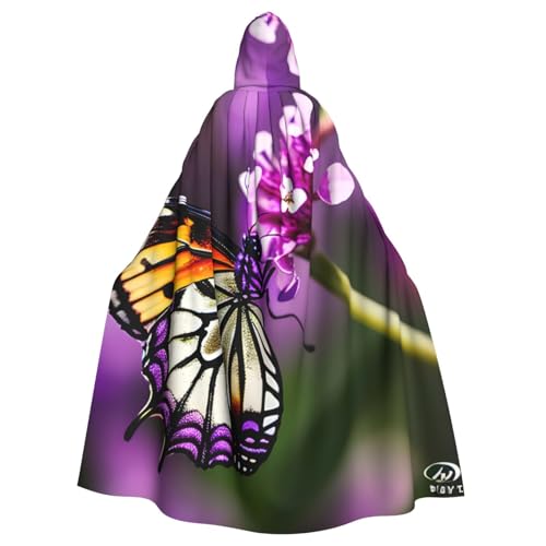 JKXUN Lila Pflaume Schmetterling Unisex Cosplay Kostüm Halloween Kapuzenumhang Umhang für Party Verkleiden volle Länge Uniform Robe, Schwarz, Einheitsgröße von JKXUN