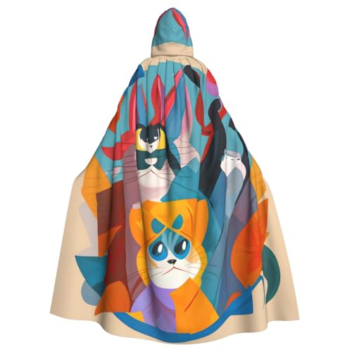 JKXUN Lovely Cartoon Cats Unisex Cosplay Kostüm Halloween Kapuzenumhang Umhang für Party Verkleiden voller Länge Uniform Robe von JKXUN