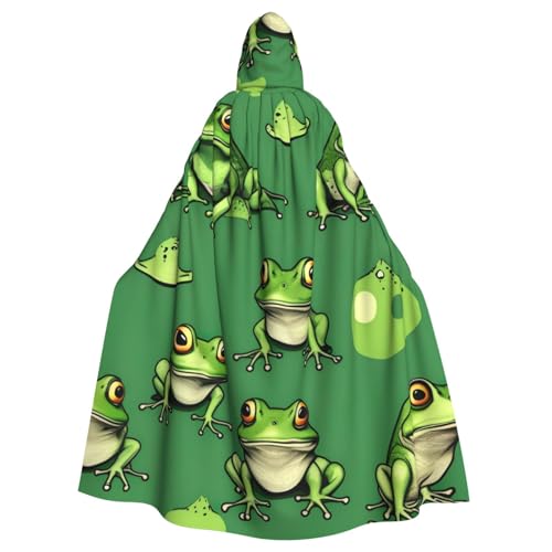 JKXUN Lustige grüne Frösche, Unisex, Cosplay-Kostüm, Halloween, Kapuzenumhang, Umhang für Party, Verkleidung, volle Länge, Uniform-Bademantel, Schwarz, Einheitsgröße von JKXUN