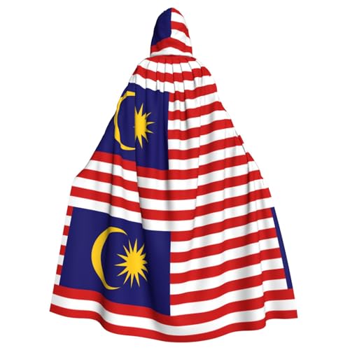 JKXUN Malaysia-Flagge, Unisex, Cosplay-Kostüm, Halloween, Kapuzenumhang, Umhang für Party, Verkleidung, volle Länge, Uniform-Bademantel von JKXUN