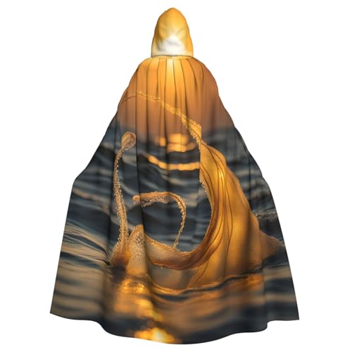 JKXUN Meerjungfrauenschwanz, Unisex, Cosplay-Kostüm, Halloween, Kapuzenumhang, Umhang für Party, Verkleidung, volle Länge, Uniform-Bademantel, Schwarz, Einheitsgröße von JKXUN