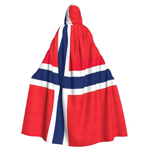 JKXUN Norwegische Flagge, Unisex, Cosplay-Kostüm, Halloween, Kapuzenumhang, Umhang für Party, Verkleidung, volle Länge, Uniform-Bademantel von JKXUN