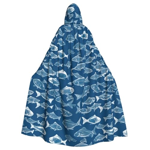 JKXUN Ocean Fishes Unisex-Kostüm, Cosplay-Kostüm, Halloween, Kapuzenumhang, Umhang für Party, Verkleidung, volle Länge, Uniform-Bademantel von JKXUN