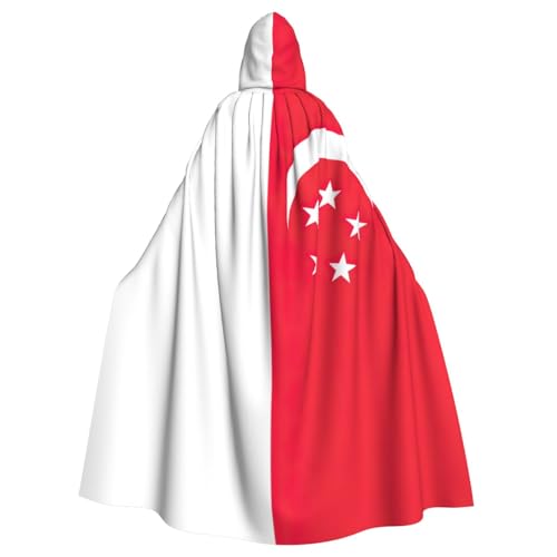 JKXUN Singapur-Flagge, Unisex, Cosplay-Kostüm, Halloween, Kapuzenumhang, Umhang für Party, Verkleidung, volle Länge, Uniform-Bademantel von JKXUN