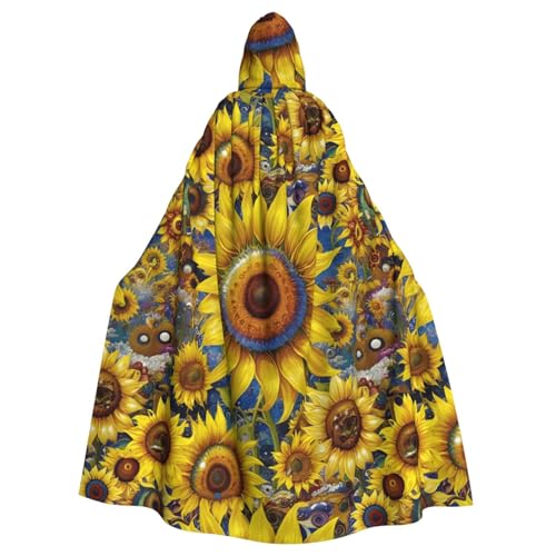 JKXUN Sonnenblumen-Umhang mit Kapuze, Unisex, Cosplay-Kostüm, Halloween, Umhang für Party, Verkleidung, volle Länge, Uniform-Bademantel von JKXUN