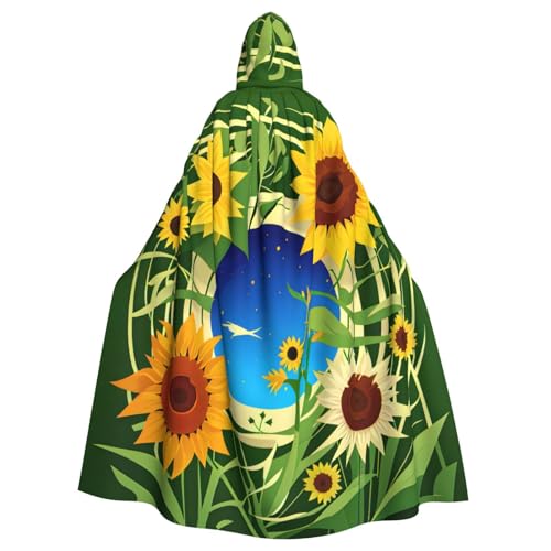 JKXUN Sonnenblumenmuster, Unisex, Cosplay-Kostüm, Halloween, Kapuzenumhang für Party, Verkleidung, volle Länge, Uniform-Bademantel von JKXUN