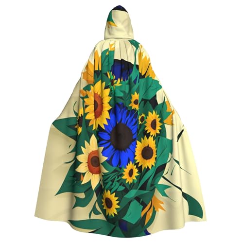 JKXUN Sonnenblumenmuster, Unisex, Cosplay-Kostüm, Halloween, Kapuzenumhang für Party, Verkleidung, volle Länge, Uniform-Bademantel von JKXUN