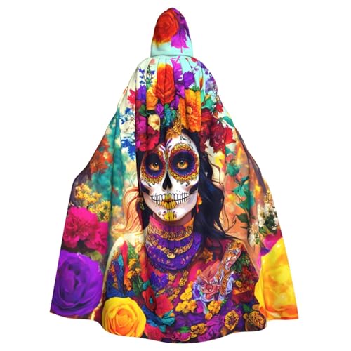 JKXUN Totenkopf-Skelett-Kostüm, Unisex, Cosplay-Kostüm, Halloween, Kapuzenumhang, Umhang für Party, Verkleidung, volle Länge, Uniform-Bademantel von JKXUN