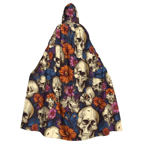 JKXUN Totenkopf-Umhang für Cosplay, Halloween, Kapuzenumhang für Party, Verkleidung, volle Länge, Uniform-Bademantel von JKXUN