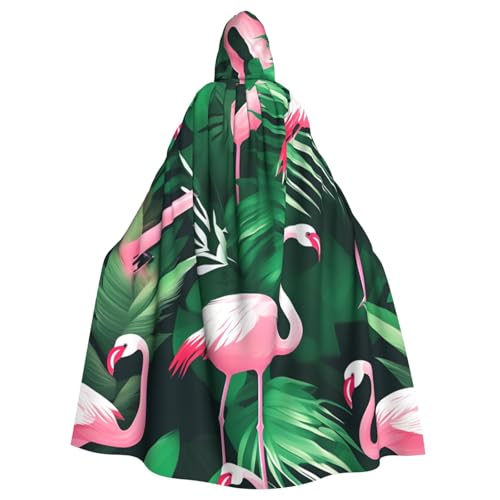 JKXUN Umhang mit Flamingo-Vogel und grünem Blatt, Unisex, Cosplay, Halloween, Kapuzenumhang für Party, Verkleidung, durchgehender Uniform-Bademantel von JKXUN