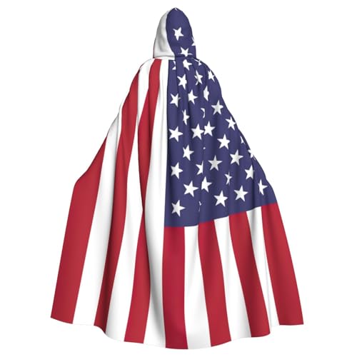 JKXUN Umhang mit amerikanischer Flagge, Unisex, Cosplay-Kostüm, Halloween, Kapuzenumhang für Party, Verkleidung, volle Länge, Uniform-Bademantel von JKXUN