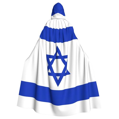 JKXUN Umhang mit israelischer Flagge, Unisex, Cosplay-Kostüm, Halloween, Kapuzenumhang für Party, Verkleidung, durchgehender Uniform-Bademantel von JKXUN