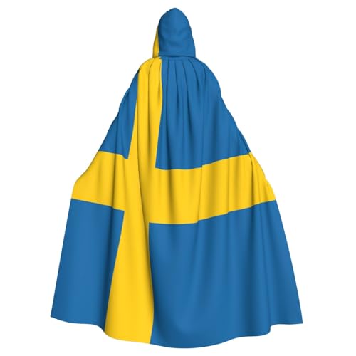 JKXUN Umhang mit schwedischer Flagge, Unisex, Cosplay-Kostüm, Halloween, Kapuzenumhang für Party, Verkleidung, volle Länge, Uniform-Bademantel von JKXUN
