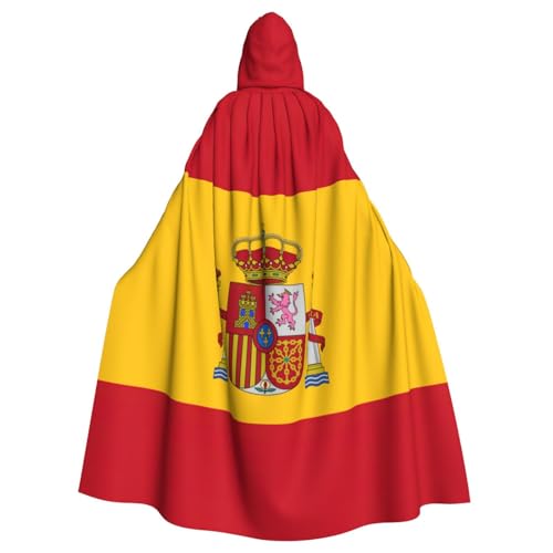 JKXUN Umhang mit spanischer Flagge, Unisex, Cosplay-Kostüm, Halloween, Kapuzenumhang für Party, Verkleidung, durchgehender Uniform-Bademantel von JKXUN