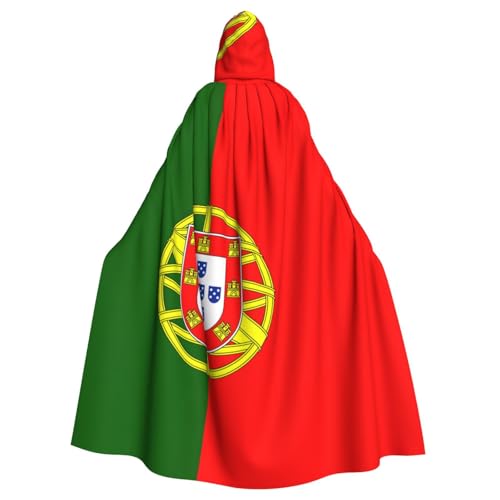 JKXUN Unisex Cosplay-Kostüm mit portugiesischer Flagge, Umhang mit Kapuze, Umhang für Partys, Ganzkörper-Bademantel, Schwarz, Einheitsgr��e von JKXUN