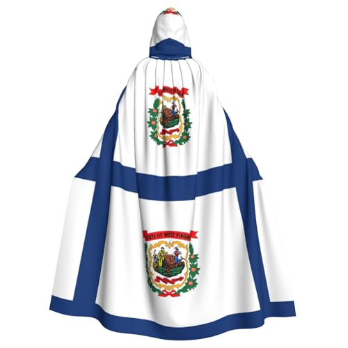 JKXUN West-Virginia-Staatsflagge, Unisex, Cosplay-Kostüm, Halloween, Kapuzenumhang, Umhang für Party, Verkleidung, durchgehender Uniform-Bademantel von JKXUN