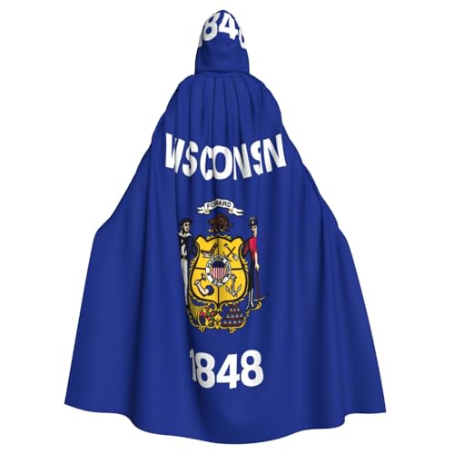 JKXUN Wisconsin Staatsflagge, Unisex, Cosplay-Kostüm, Halloween, Kapuzenumhang, Umhang für Party, Verkleidung, volle Länge, Uniform-Bademantel von JKXUN
