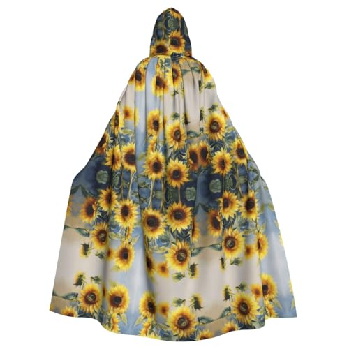 JKXUN Wunderschöner Sonnenblumen-Umhang für Cosplay, Halloween, Kapuzenumhang für Party, Verkleidung, volle Länge, Uniform-Bademantel, Schwarz, Einheitsgröße von JKXUN