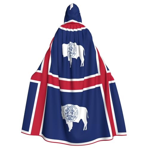 JKXUN Wyoming Staatsflagge, Unisex, Cosplay-Kostüm, Halloween, Kapuzenumhang, Umhang für Party, Verkleidung, volle Länge, Uniform-Bademantel von JKXUN