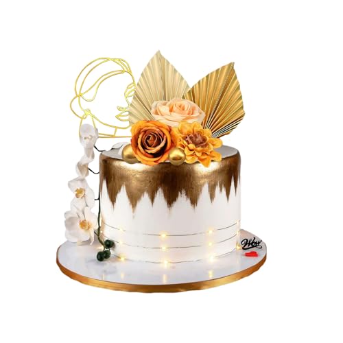 10-pcs Boho Gold Geburtstag Kuchen Dekoration, Kuchen Toppers Ball Gesicht Ginkgo Gold Blätter, Vintage künstliche Rose Blume, Hochzeit Braut Kuchen Dekoration Blumen, Party, Weihnachtstag Dekorative 10-pcs Boho Gold Geburtstag Kuchen Dekoration, Kuchen Toppers Ball Gesicht Ginkgo Gold Blätter, Vintage künstliche Rose Blume, Hochzeit Braut Kuchen Dekoration Blumen, Party, Weihnachtstag Dekorative von JLNGTHONG