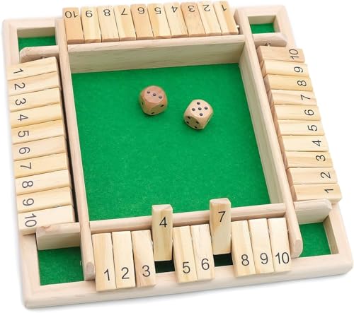 JLNGTHONG 4-Spieler Shut The Box Spiel, Brettspiel aus Holz, Klassisch Würfelspiel, Klassische mathematische Spiele, Geeignet für Familien, Versammlungen, Barspiele, Grün JLNGTHONG 4-Spieler Shut The Box Spiel, Brettspiel aus Holz, Klassisch Würfelspiel, Klassische mathematische Spiele, Geeignet für Familien, Versammlungen, Barspiele, Grün von JLNGTHONG