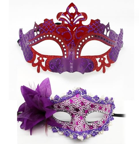 JLTC 2 Make-up Ball Masken Halloween Karneval Ostern Party Prinzessin Seite Blume Halbe Gesichtsmaske Männer Set von JLTC