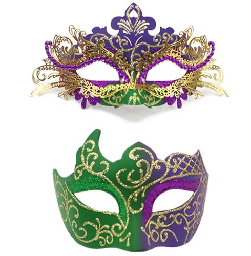JLTC 2 Stücke Von Karneval Bemalt Halbe Gesichtsmaske Set, Perlenkette Pailletten Paar Tanzball von JLTC