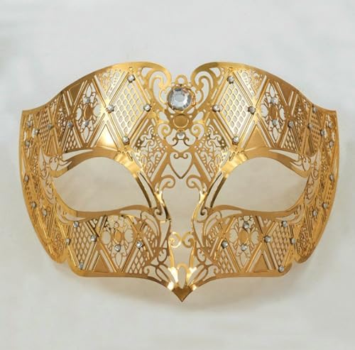 JLTC 2-stücke Halloween Halbgesicht Metall Diamant Maske Tanz Kostüm Requisiten, Eisen Kunst Diamant Eingelegt Sexy Metall Maske von JLTC