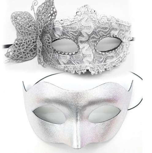 JLTC 2-stücke Halloween Masken, Make-up Ball, Prinzessin Spitze Seite Schmetterling Halbes Gesicht Augenmaske, Zusammengesetzte Männer Maske, Paar Set von JLTC