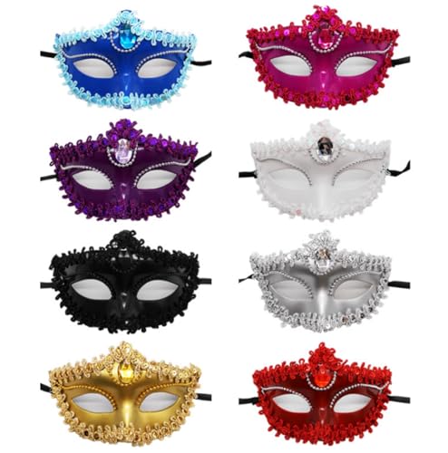 JLTC 8-stücke Halloween Kleine Schönheitsmasken Galvanisiert, Diamant Eingelegt, Spray Bemalt Prinzessin Masken, Ball Sexy Frauen Augenmasken von JLTC