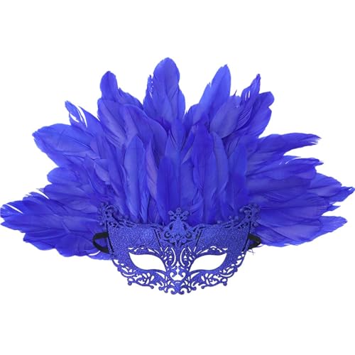 JLTPH Venezianische Halloween Maske Mit Pfauenfedern - Elegante Halbmaske Für Karneval Und Kostümpartys (50x36cm)(Golden) von JLTPH