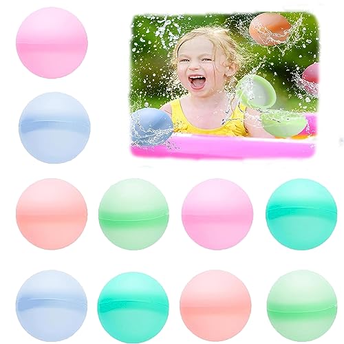 10 Stück Wiederverwendbare Wasserballons,Nachfüllbare Silikon Wasserbälle Strand Pool Spielzeug für Kinder Erwachsene,Silikon Wiederverwendbare Wasserballons für Kinder Erwachsene von JLTXKST