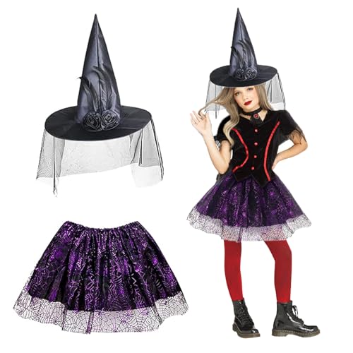 JLTXKST 2 Stücke Hexenkostüm Kinder Mädchen,Halloween kostüm mädchen,Halloween Kostüm Kinder,Hexenkostüm Mädchen für Cosplay Fasching Karneval Party JLTXKST 2 Stücke Hexenkostüm Kinder Mädchen,Halloween kostüm mädchen,Halloween Kostüm Kinder,Hexenkostüm Mädchen für Cosplay Fasching Karneval Party von JLTXKST