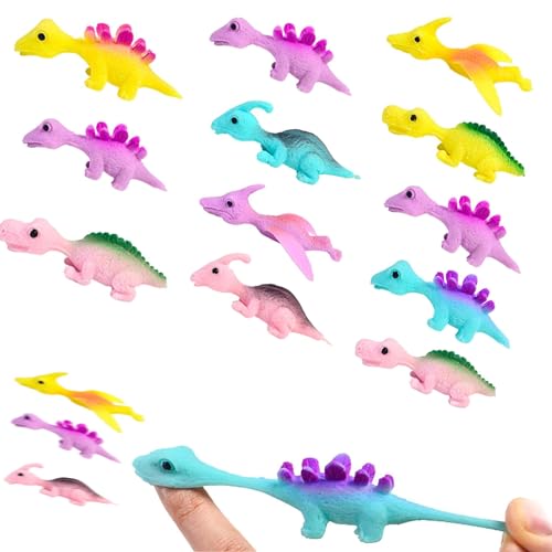 JLTXKST 20 Stück Schleuder Dinosaurier Spielzeug,Schleuder-Dinosaurier-Fingerspielzeug, Stretchy Dinosaurier Spielzeug,Party Spielzeug für Kinder Geschenk.(Zufällige Farbe) von JLTXKST