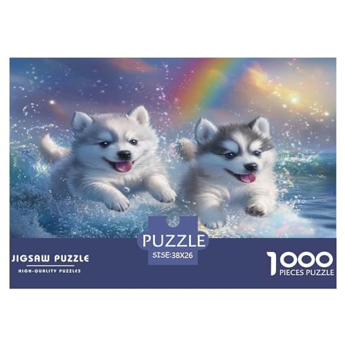 Alaskanische Malamute Puzzles 1000 Teile Schwer Puzzle Spielzeug Lernspiel Impossible Herausforderung Spielzeug Für Erwachsene Kinder 38x26cm/1000pcs von JLZBXCUER