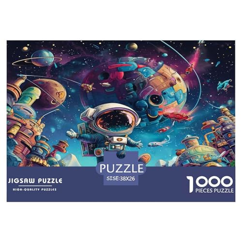 Astronaut Puzzles 1000-teilige Schwer Puzzle Spielzeug Lernspiel Impossible Herausforderungsspielzeug Für Erwachsene Kinder 38x26cm/1000pcs von JLZBXCUER