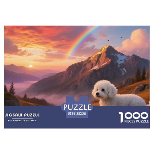 Bichon Frise ​ Puzzles 1000 Teile Schwer Puzzle Spielzeug Pädagogisches Spiel Impossible Haustier Hund Herausforderungsspielzeug Für Erwachsene Und Kinder Ab 12 Jahren 38x26cm/1000pcs von JLZBXCUER