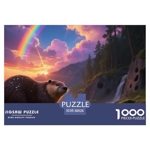 Bieber Puzzle 1000-teilige Schwer Puzzle Spielzeug Lernspiel Impossible Wildtiere Herausforderungsspielzeug Für Erwachsene Kinder 38x26cm/1000pcs von JLZBXCUER