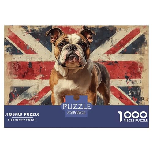 Bulldog Puzzle 1000-teilige Schwer Puzzle Spielzeug Lernspiel Impossible Herausforderungsspielzeug Für Erwachsene Kinder 38x26cm/1000pcs von JLZBXCUER