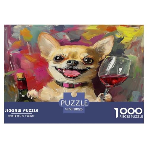 Chihuahua Puzzle 1000 Teile Schwer Puzzle Spielzeug Lernspiel Impossible Herausforderungsspielzeug Für Erwachsene Kinder 38x26cm/1000pcs von JLZBXCUER