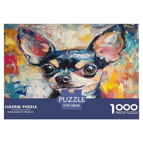 Chihuahua Puzzle 1000 Teile Schwer Puzzle Spielzeug Lernspiel Impossible Herausforderungsspielzeug Für Erwachsene Kinder 38x26cm/1000pcs von JLZBXCUER