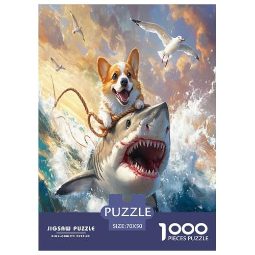 Corgi Puzzle 1000 Teile Schwer Puzzle Spielzeug Lernspiel Impossible Herausforderung Spielzeug Für Erwachsene Kinder 70x50cm/1000pcs von JLZBXCUER