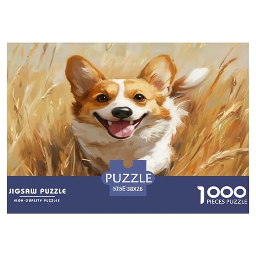 Corgi Puzzle 1000-teilige Schwer Puzzle Spielzeug Lernspiel Impossible Herausforderung Spielzeug Für Erwachsene Kinder 38x26cm/1000pcs von JLZBXCUER