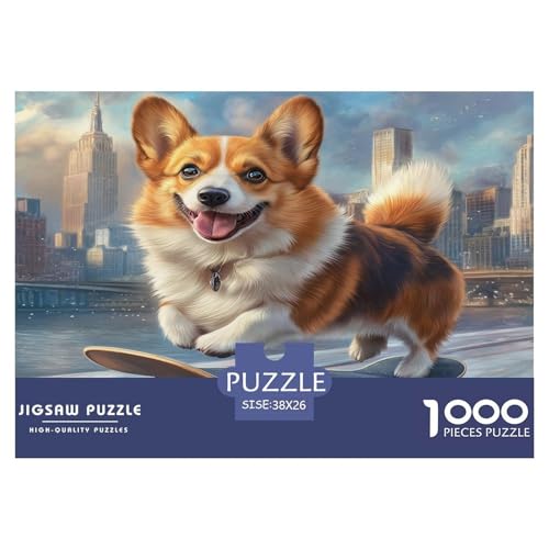 Corgi Puzzle 1000-teilige Schwer Puzzle Spielzeug Lernspiel Impossible Herausforderungsspielzeug Für Erwachsene Kinder 38x26cm/1000pcs von JLZBXCUER