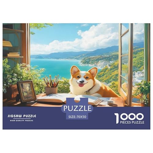 Corgi Puzzles 1000 Teile Schwer Puzzle Spielzeug Lernspiel Impossible Herausforderung Spielzeug Für Erwachsene Kinder 70x50cm/1000pcs von JLZBXCUER