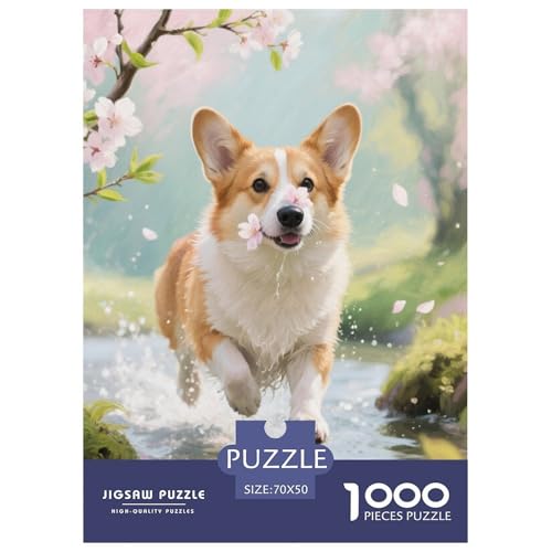 Corgi Puzzles 1000-teilige Schwer Puzzle Spielzeug Lernspiel Impossible Herausforderungsspielzeug Für Erwachsene Kinder 70x50cm/1000pcs von JLZBXCUER