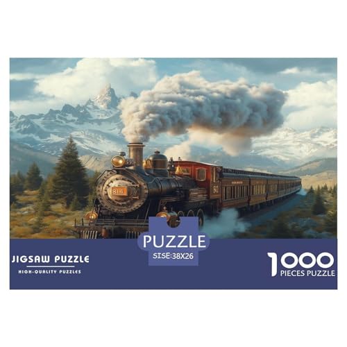 Dampfzug Puzzle 1000-teilige Schwer Puzzle Spielzeug Lernspiel Impossible Herausforderungsspielzeug Für Erwachsene Kinder 38x26cm/1000pcs von JLZBXCUER