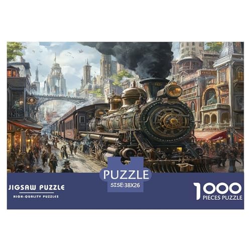 Dampfzug Puzzles 1000 Teile Schwer Puzzle Spielzeug Lernspiel Impossible Herausforderungsspielzeug Für Erwachsene Kinder 38x26cm/1000pcs von JLZBXCUER